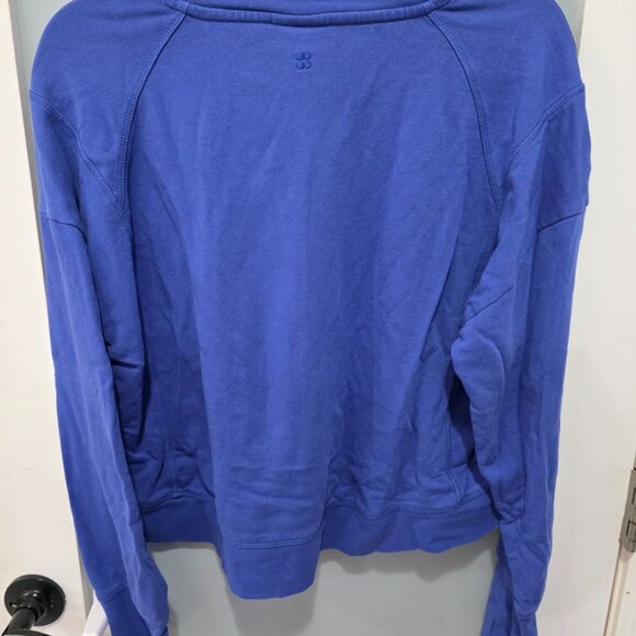 Sweaty Betty Blue Cropped Sweatshirt Women’s XL Thumb Holes Athleisure - Picture 6 of 6